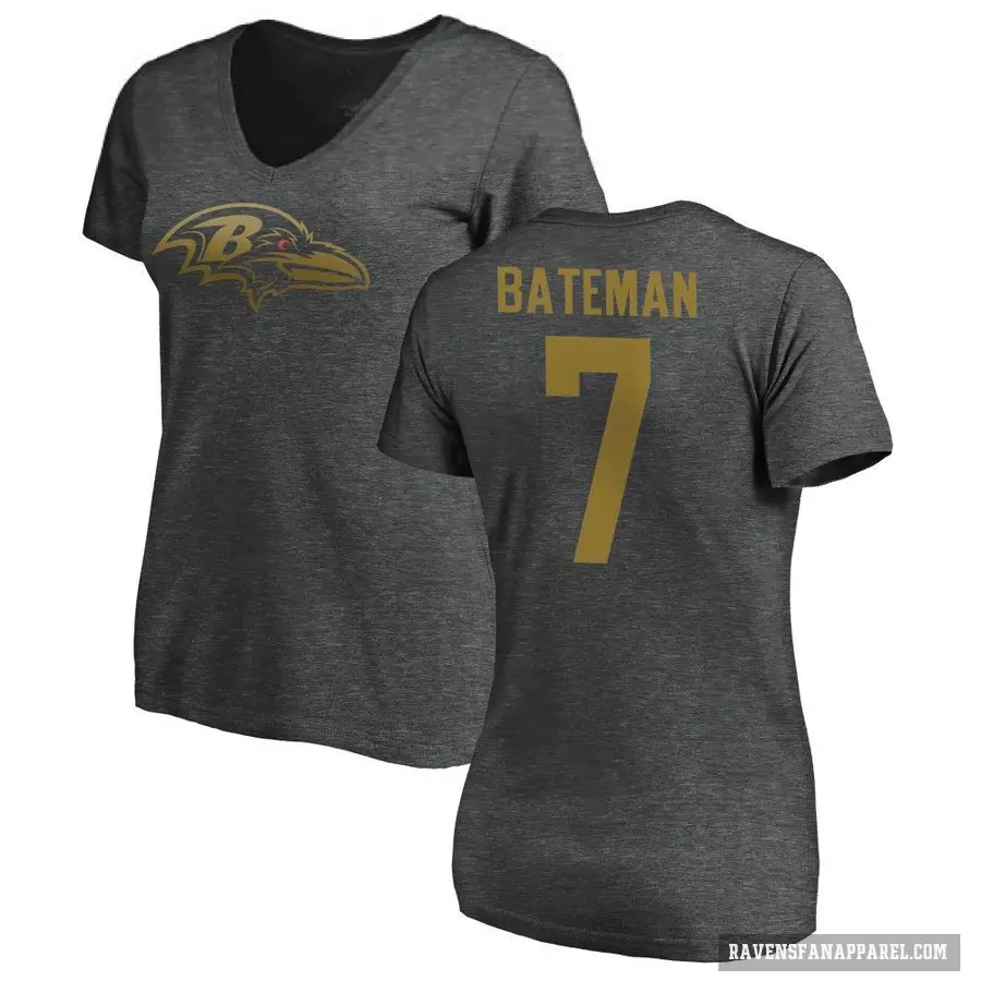 Women's ＃7 Rashod Bateman Baltimore Ravens Ash One Color T-Shirt