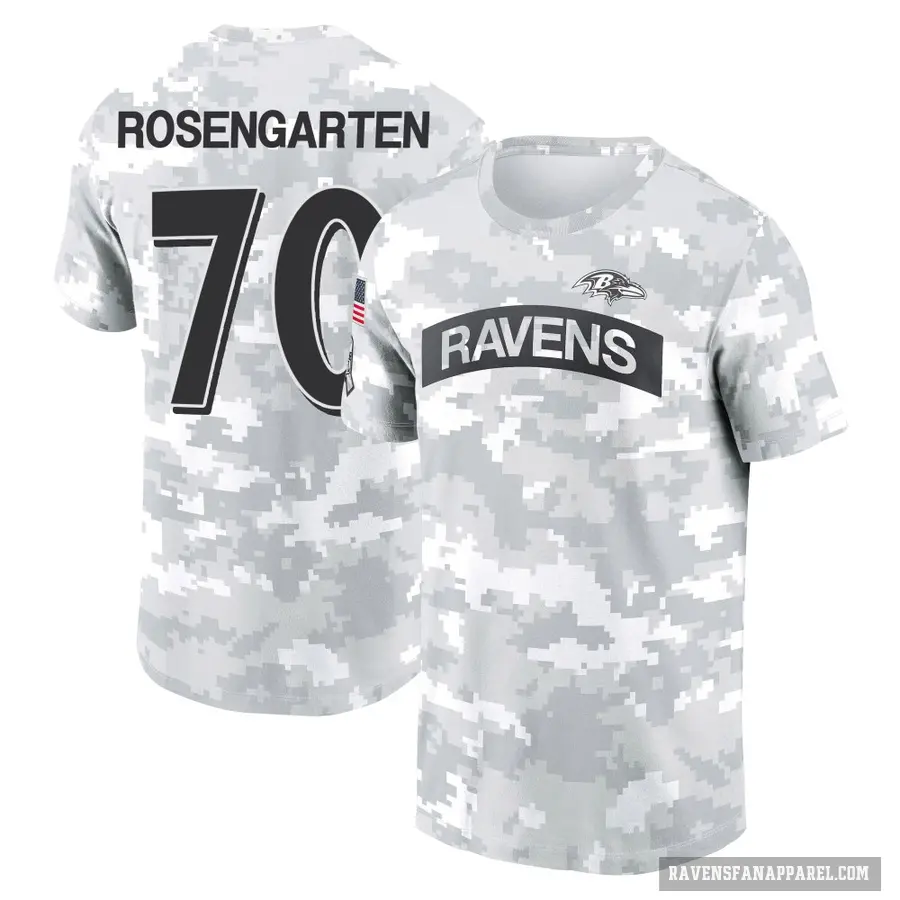 Women's ＃70 Roger Rosengarten Baltimore Ravens Camo Arctic 2024 Salute to Service Long Sleeve T-Shirt