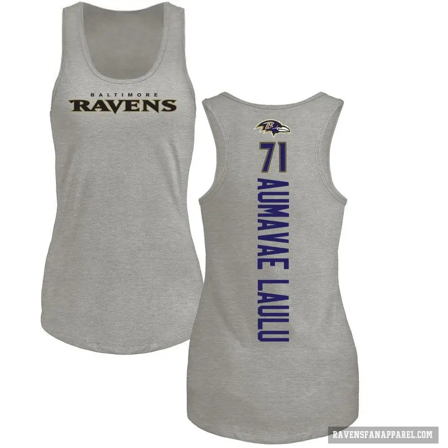 Women's ＃71 Malaesala Aumavae-Laulu Baltimore Ravens Ash Backer Tank Top