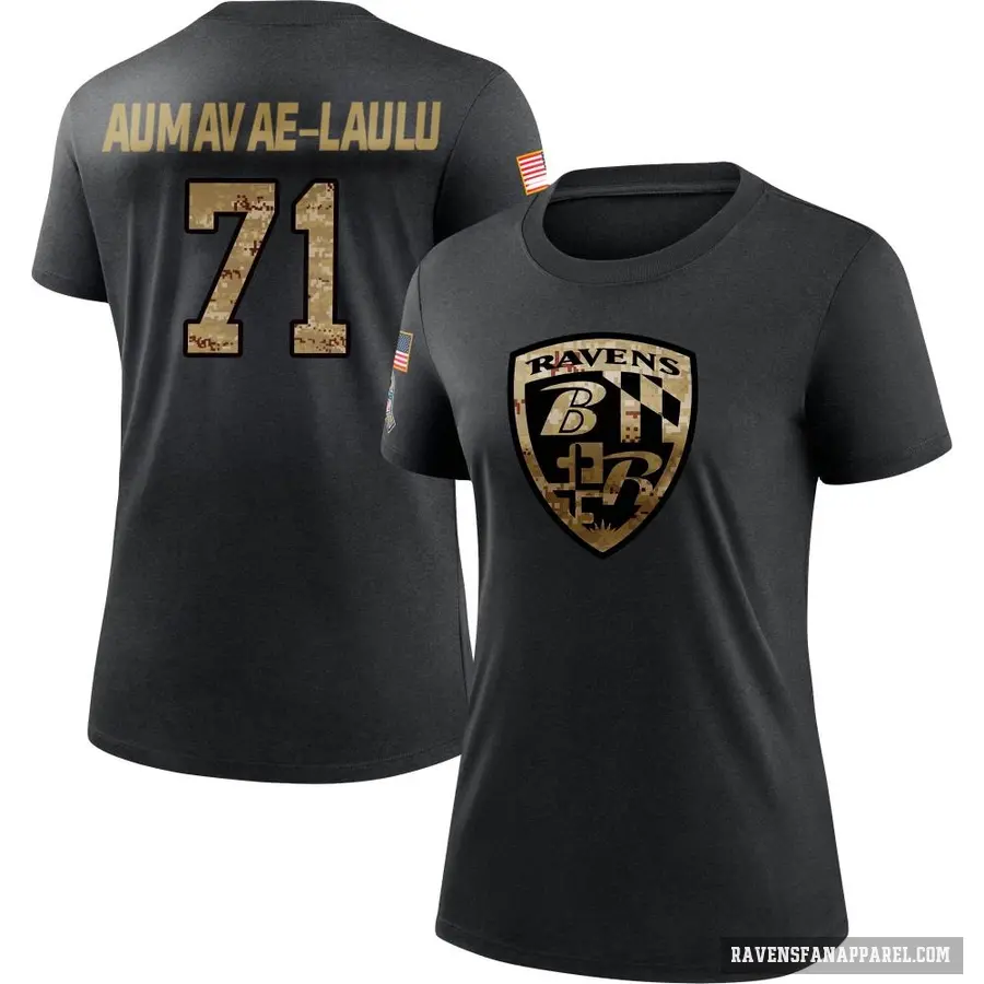 Women's ＃71 Malaesala Aumavae-Laulu Baltimore Ravens Black 2020 Salute To Service Performance T-Shirt