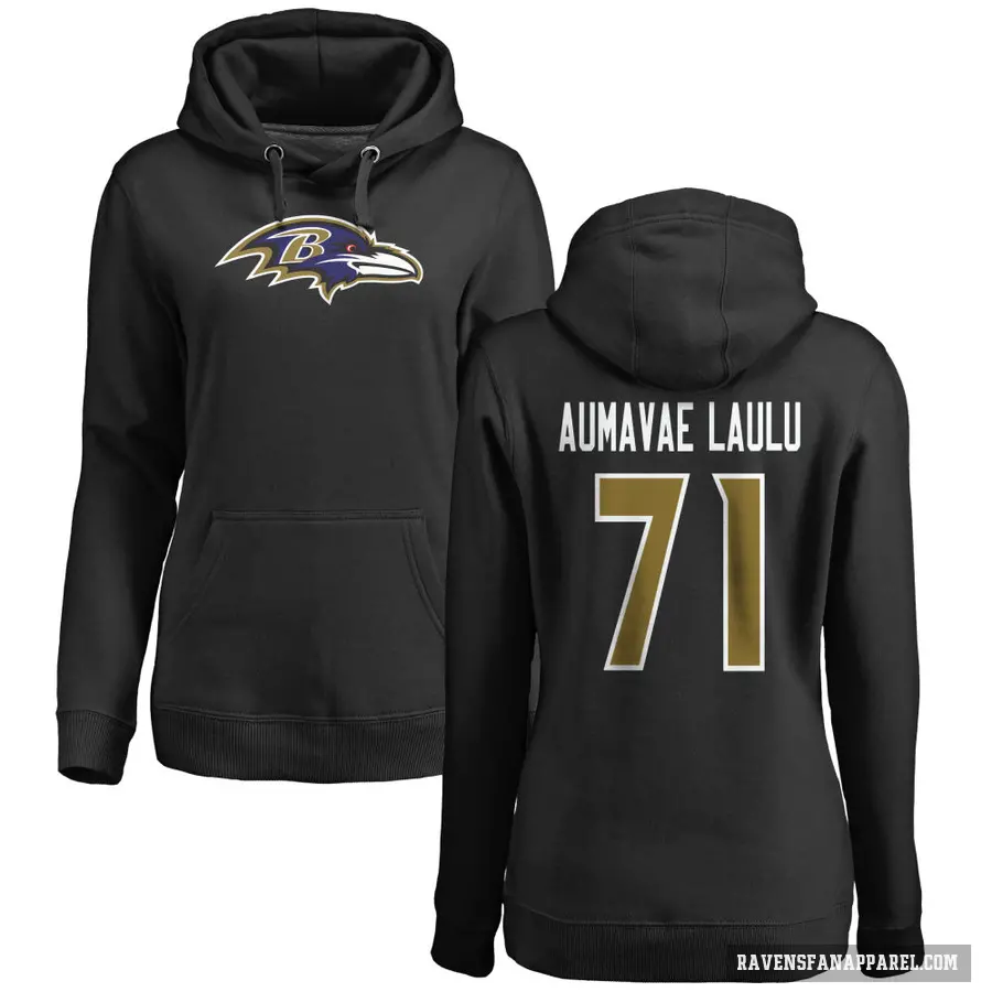 Women's ＃71 Malaesala Aumavae-Laulu Baltimore Ravens Black Pro Line Name & Number Logo Pullover Hoodie