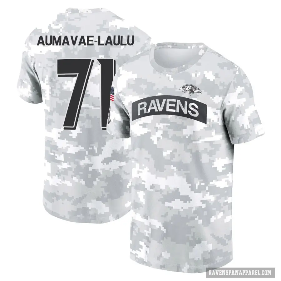 Women's ＃71 Malaesala Aumavae-Laulu Baltimore Ravens Camo Arctic 2024 Salute to Service Long Sleeve T-Shirt