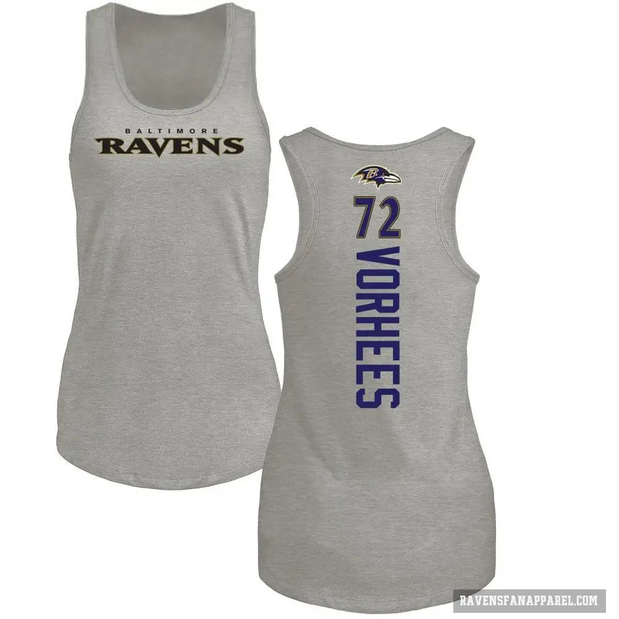 Women's ＃72 Andrew Vorhees Baltimore Ravens Ash Backer Tank Top