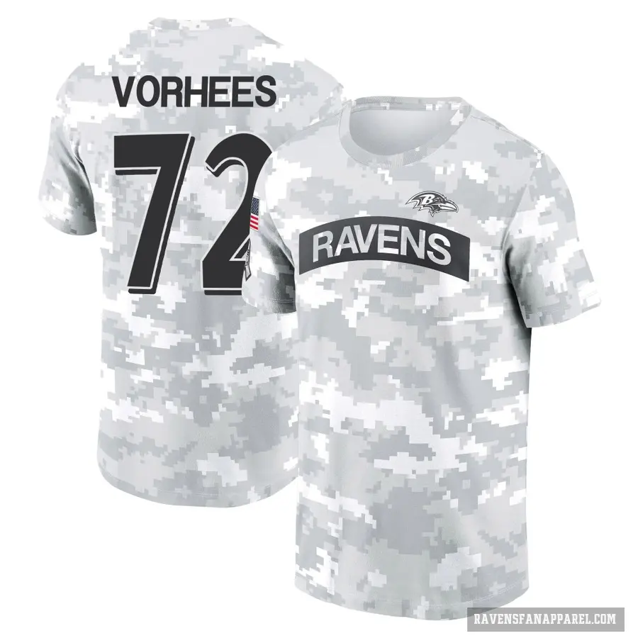 Women's ＃72 Andrew Vorhees Baltimore Ravens Camo Arctic 2024 Salute to Service Long Sleeve T-Shirt