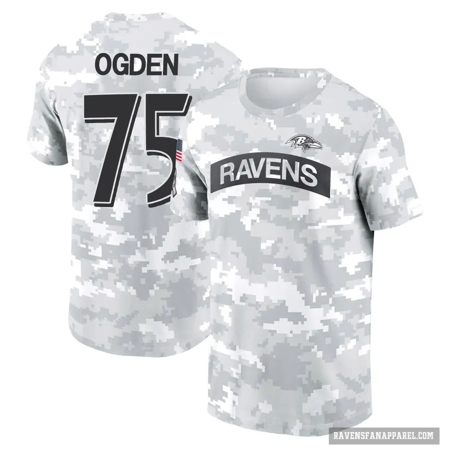 Women's ＃75 Jonathan Ogden Baltimore Ravens Camo Arctic 2024 Salute to Service Long Sleeve T-Shirt