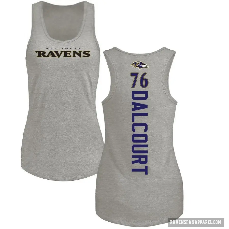 Women's ＃76 Darrian Dalcourt Baltimore Ravens Ash Backer Tank Top