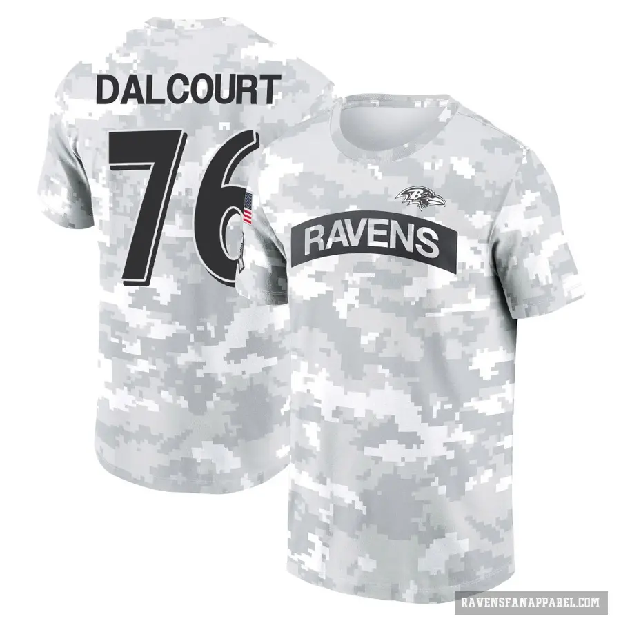 Women's ＃76 Darrian Dalcourt Baltimore Ravens Camo Arctic 2024 Salute to Service Long Sleeve T-Shirt