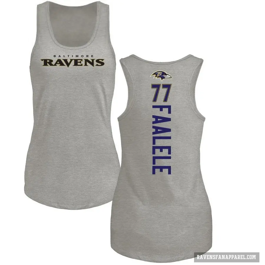 Women's ＃77 Daniel Faalele Baltimore Ravens Ash Backer Tank Top