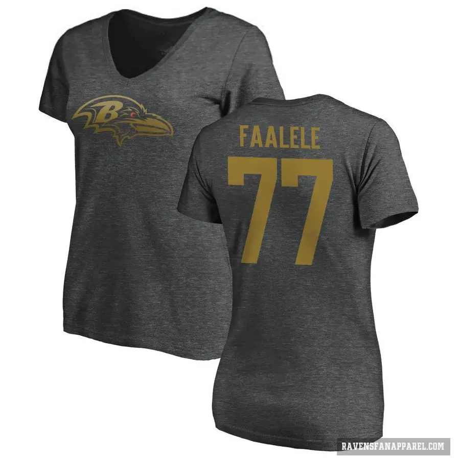 Women's ＃77 Daniel Faalele Baltimore Ravens Ash One Color T-Shirt