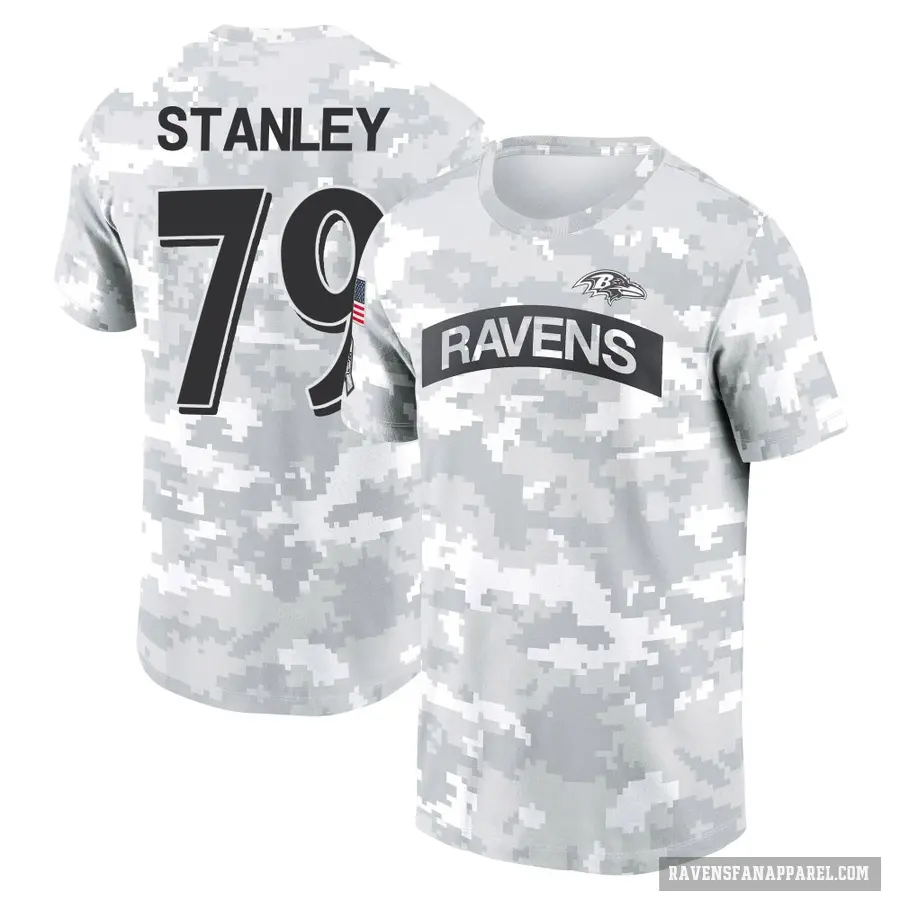 Women's ＃79 Ronnie Stanley Baltimore Ravens Camo Arctic 2024 Salute to Service Long Sleeve T-Shirt