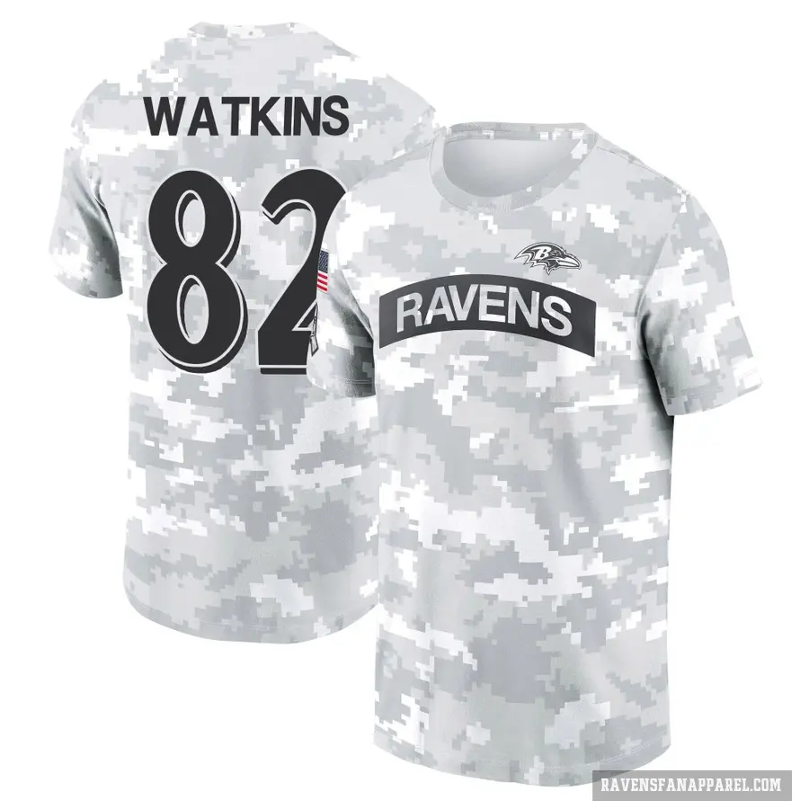 Women's ＃82 Sammy Watkins Baltimore Ravens Camo Arctic 2024 Salute to Service Long Sleeve T-Shirt