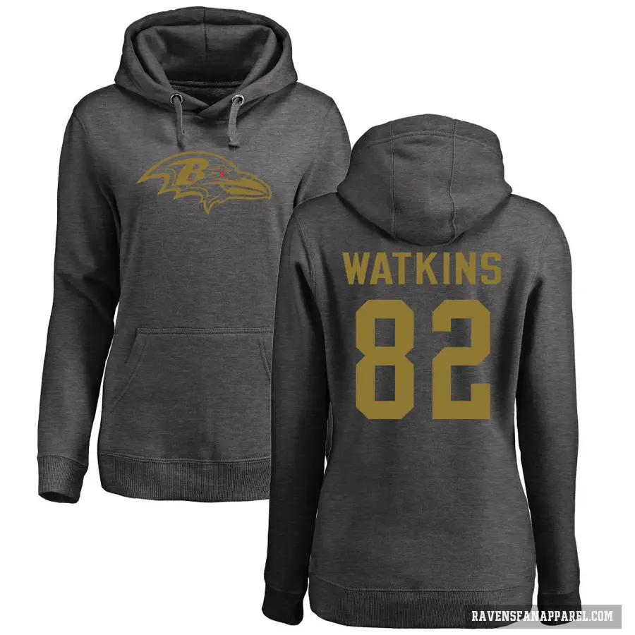 Women's ＃82 Sammy Watkins Baltimore Ravens Pro Line by Branded Ash One Color Pullover Hoodie