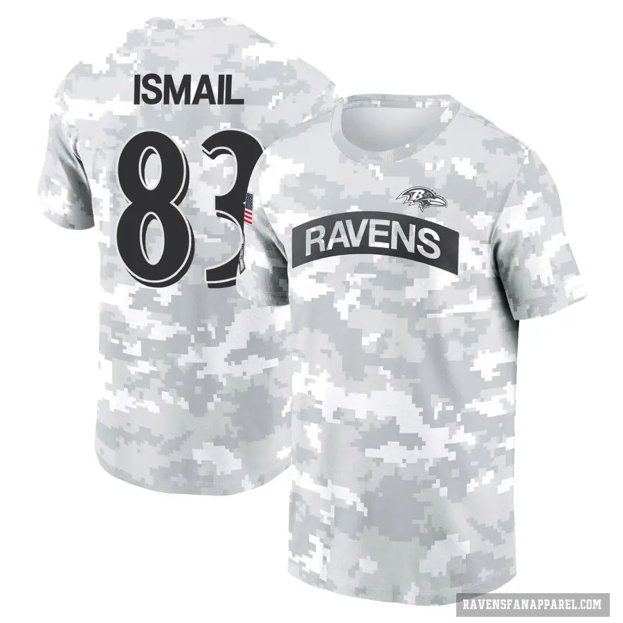 Women's ＃83 Qadir Ismail Baltimore Ravens Camo Arctic 2024 Salute to Service Long Sleeve T-Shirt