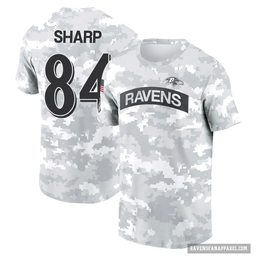 Women's ＃84 Riley Sharp Baltimore Ravens Camo Arctic 2024 Salute to Service Long Sleeve T-Shirt