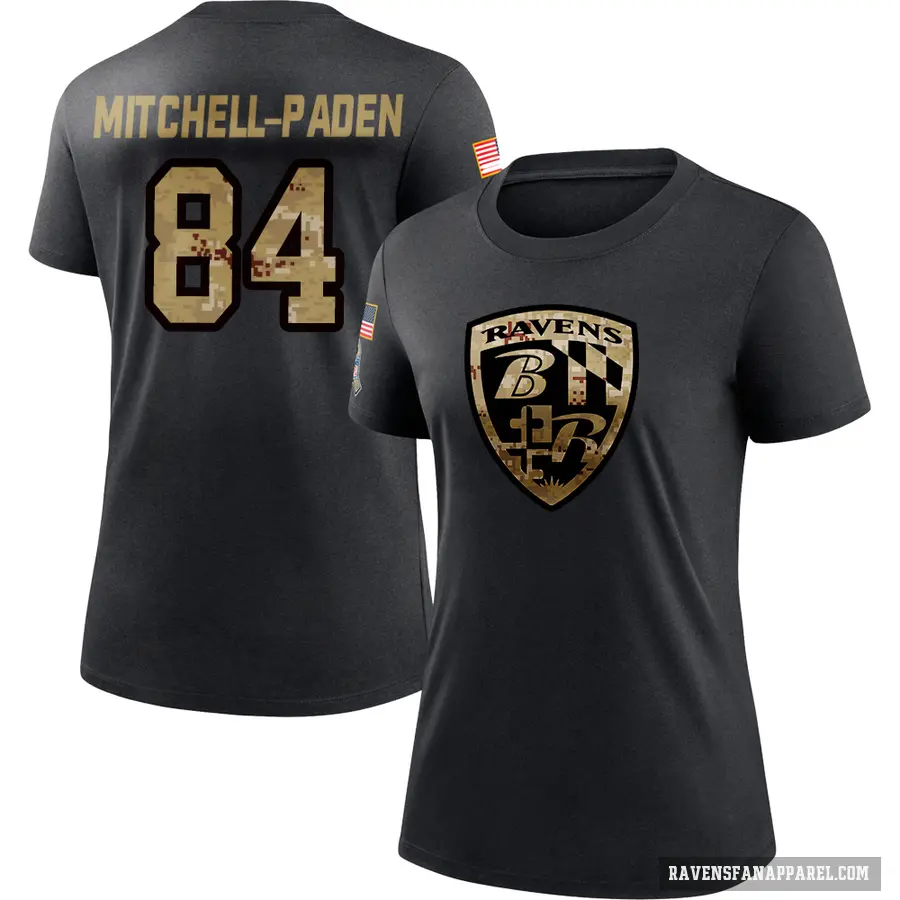 Women's ＃84 Zaire Mitchell-Paden Baltimore Ravens Black 2020 Salute To Service Performance T-Shirt