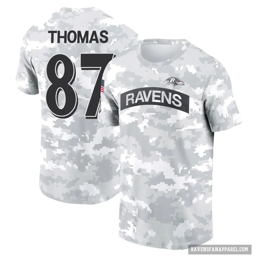 Women's ＃87 Mike Thomas Baltimore Ravens Camo Arctic 2024 Salute to Service Long Sleeve T-Shirt