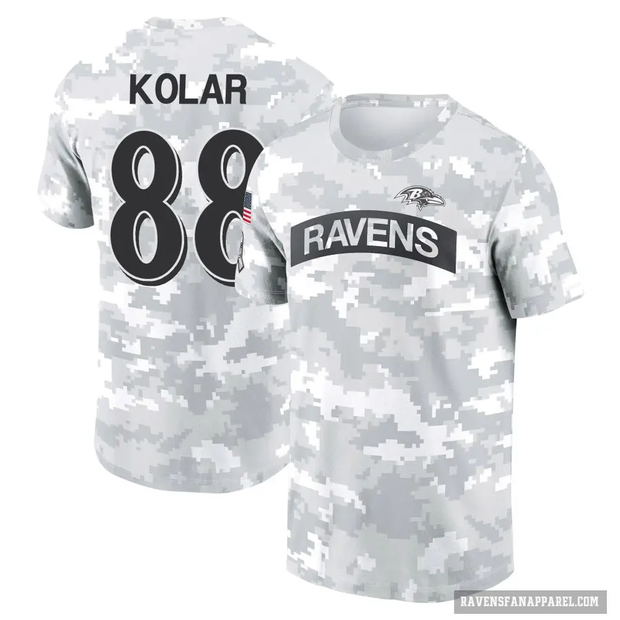 Women's ＃88 Charlie Kolar Baltimore Ravens Camo Arctic 2024 Salute to Service Long Sleeve T-Shirt