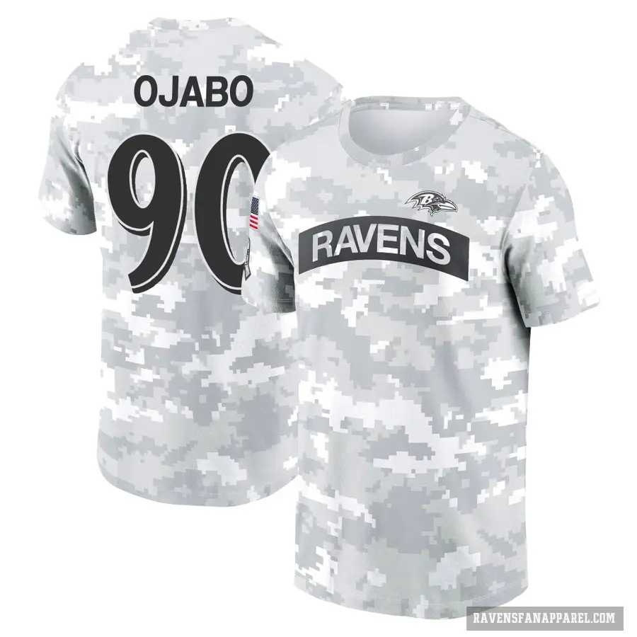 Women's ＃90 David Ojabo Baltimore Ravens Camo Arctic 2024 Salute to Service Long Sleeve T-Shirt