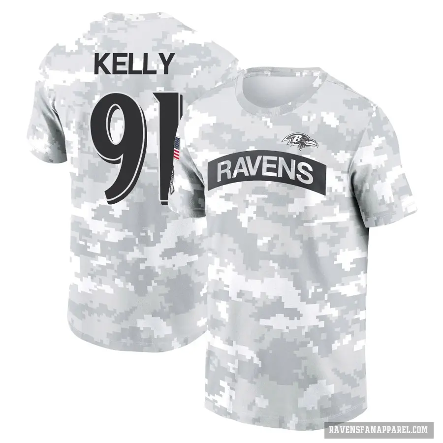 Women's ＃91 Xavier Kelly Baltimore Ravens Camo Arctic 2024 Salute to Service Long Sleeve T-Shirt