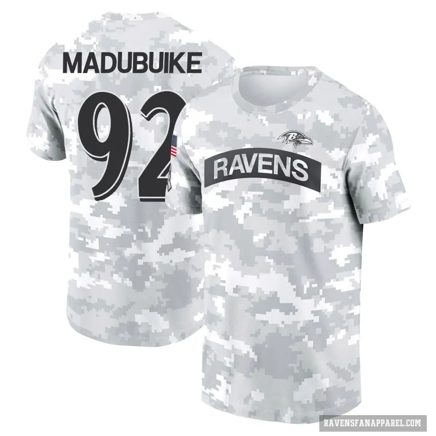 Women's ＃92 Nnamdi Madubuike Baltimore Ravens Camo Arctic 2024 Salute to Service Long Sleeve T-Shirt