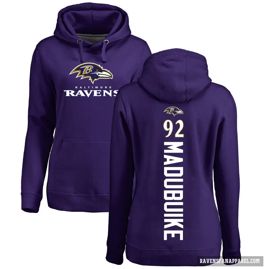 Women's ＃92 Nnamdi Madubuike Baltimore Ravens Purple Branded Backer Pullover Hoodie