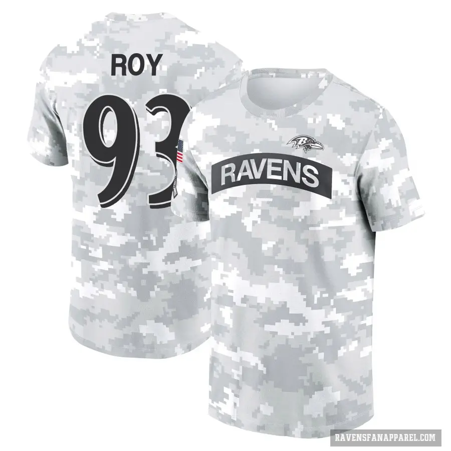 Women's ＃93 Bravvion Roy Baltimore Ravens Camo Arctic 2024 Salute to Service Long Sleeve T-Shirt