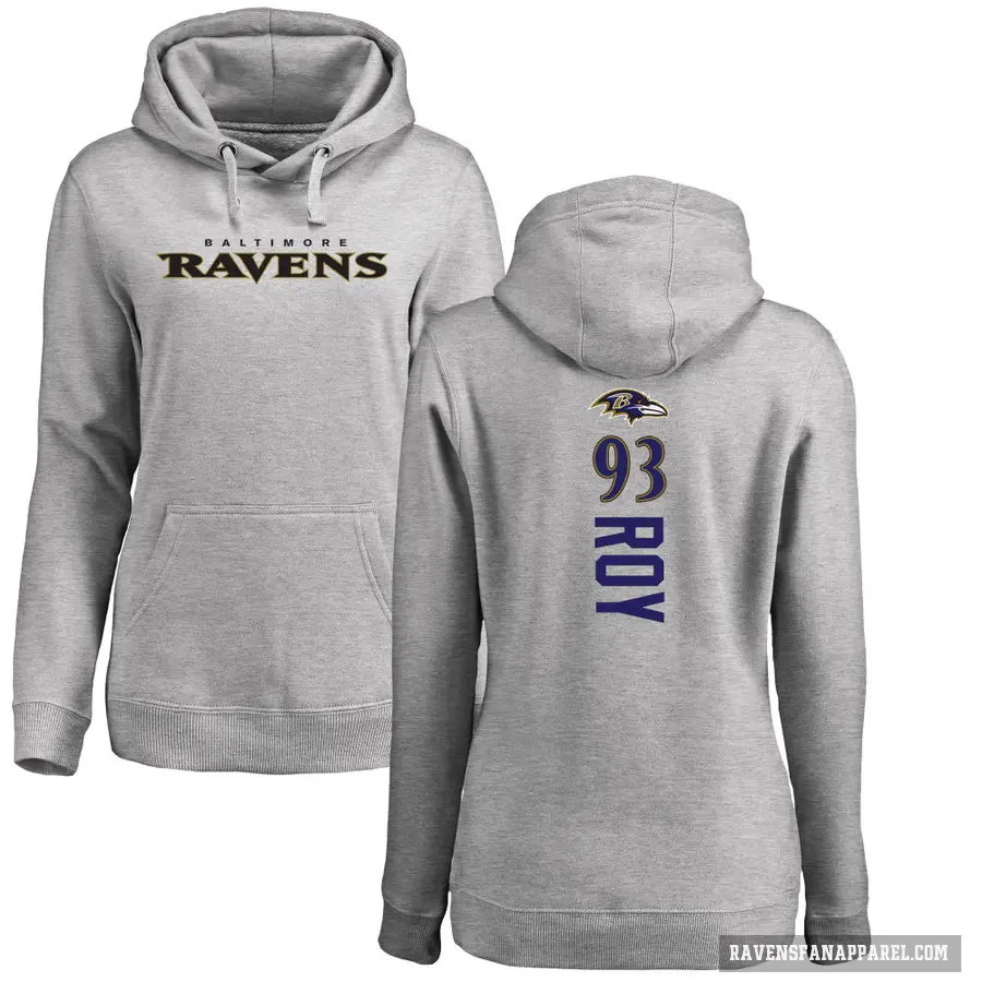 Women's ＃93 Bravvion Roy Baltimore Ravens Pro Line Ash Backer Pullover Hoodie