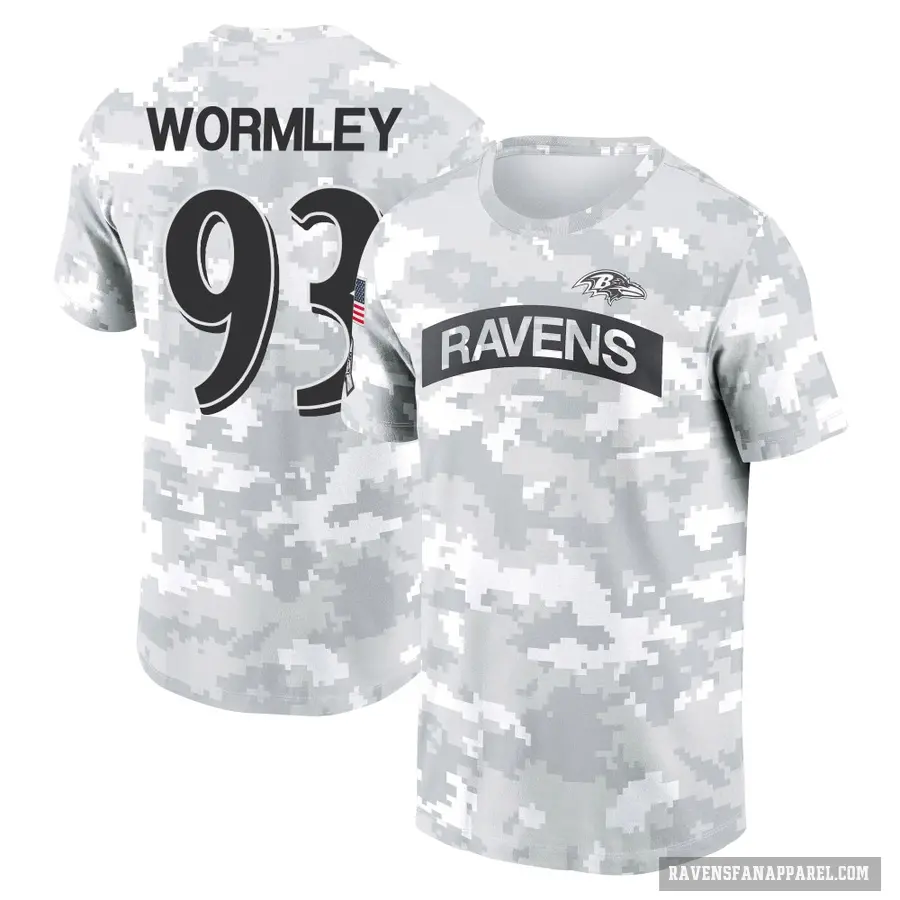 Women's ＃93 Chris Wormley Baltimore Ravens Camo Arctic 2024 Salute to Service Long Sleeve T-Shirt