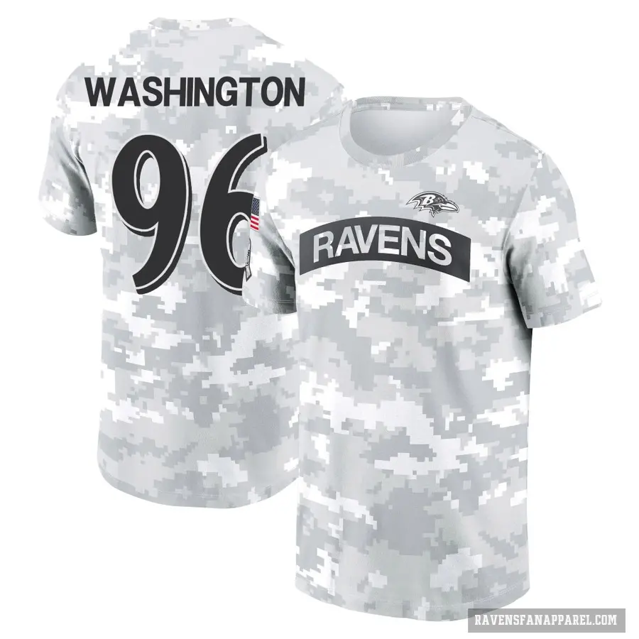 Women's ＃96 Broderick Washington Baltimore Ravens Camo Arctic 2024 Salute to Service Long Sleeve T-Shirt