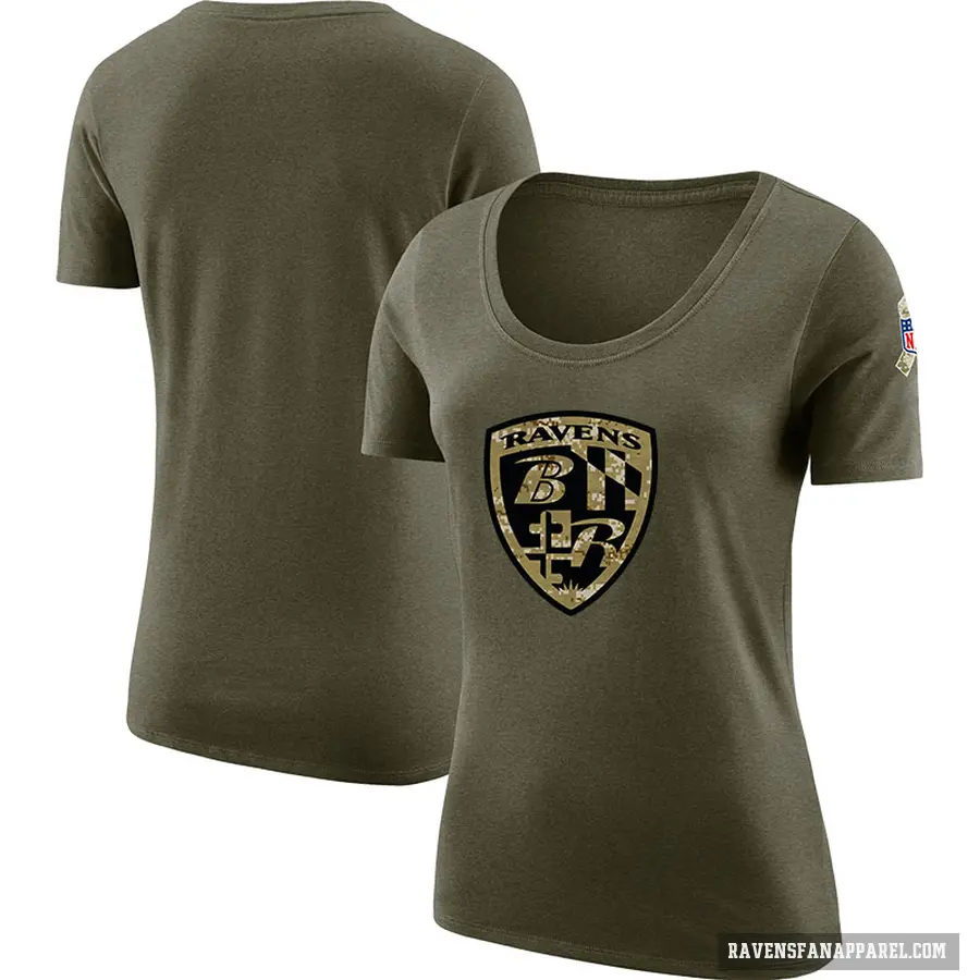 Women's Blank Baltimore Ravens Olive Salute to Service Scoop Neck T-Shirt