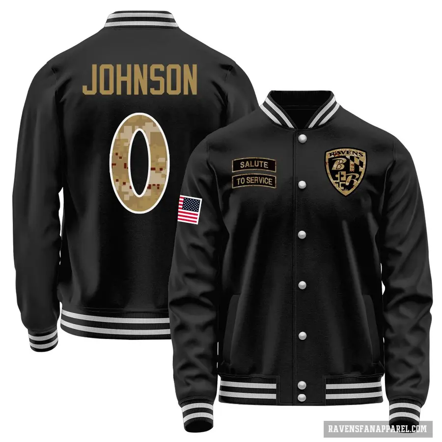 Youth ＃0 Diontae Johnson Baltimore Ravens Black Salute to Service Sideline Performance Jacket