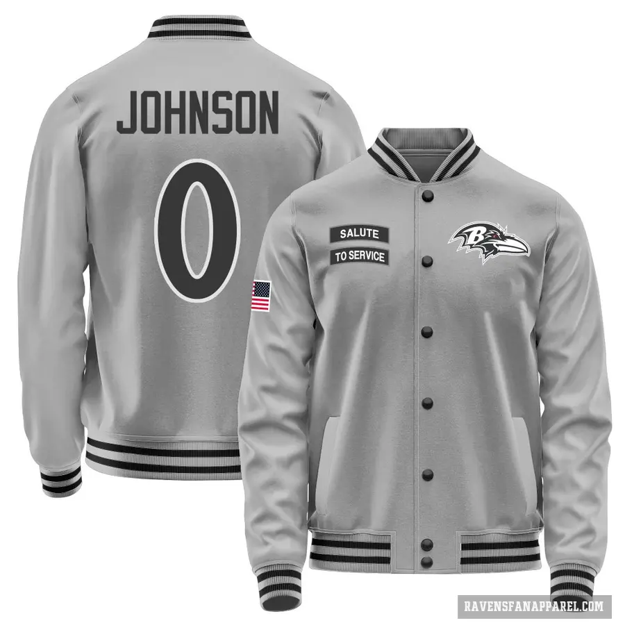 Youth ＃0 Diontae Johnson Baltimore Ravens Gray Salute to Service Performance Jacket