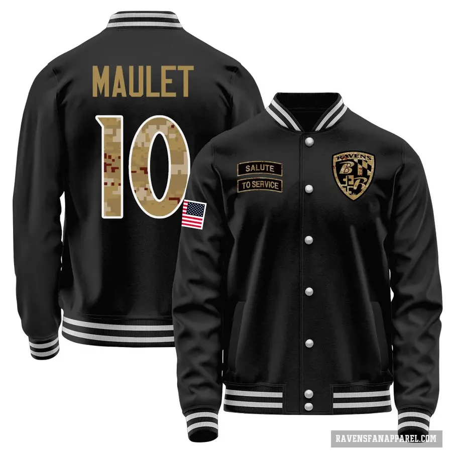 Youth ＃10 Arthur Maulet Baltimore Ravens Black Salute to Service Sideline Performance Jacket