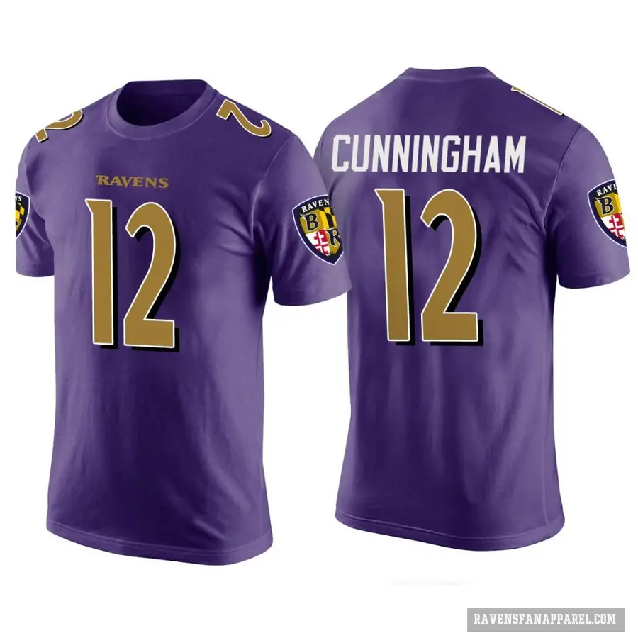 Youth ＃12 Malik Cunningham Baltimore Ravens Purple Color Rush T-Shirt