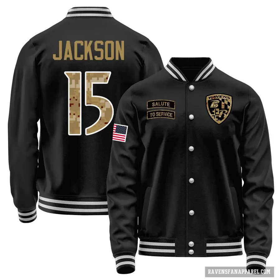 Youth ＃15 DeSean Jackson Baltimore Ravens Black Salute to Service Sideline Performance Jacket