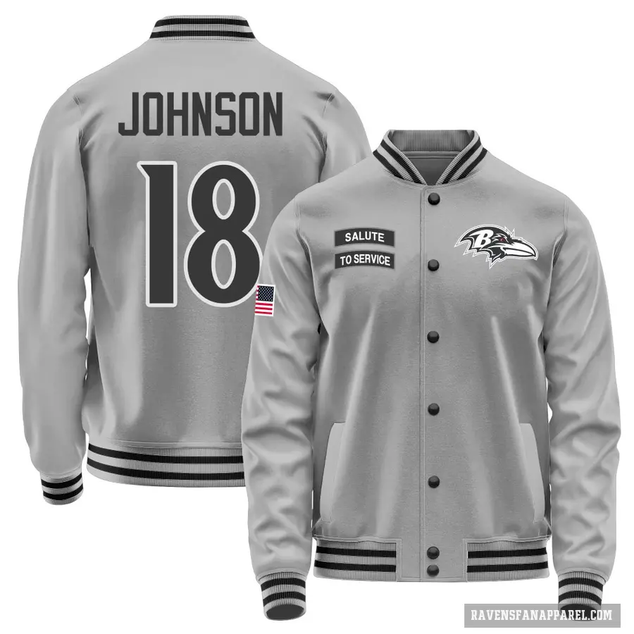 Youth ＃18 Diontae Johnson Baltimore Ravens Gray Salute to Service Performance Jacket