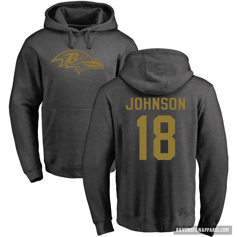 Youth ＃18 Diontae Johnson Baltimore Ravens Pro Line by Branded Ash One Color Pullover Hoodie