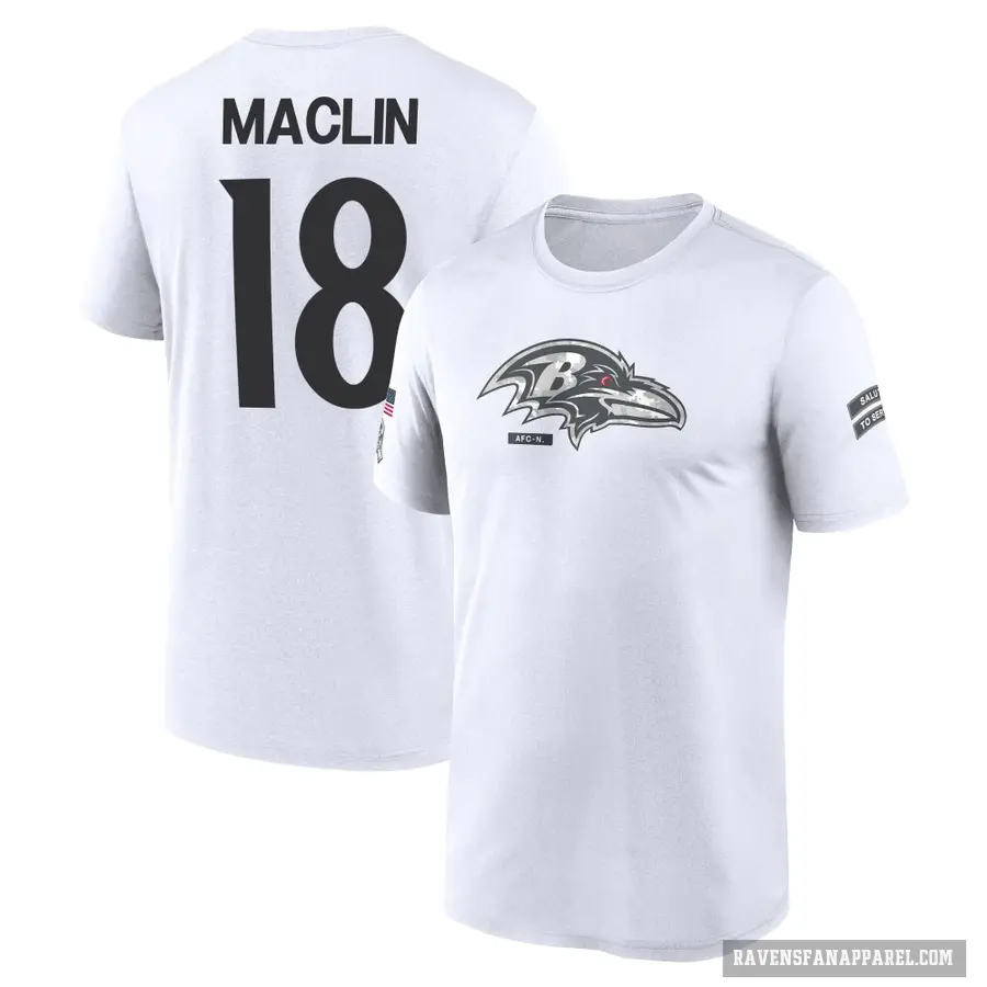 Youth ＃18 Jeremy Maclin Baltimore Ravens White 2024 Salute to Service Performance T-Shirt