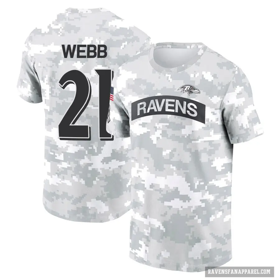 Youth ＃21 Lardarius Webb Baltimore Ravens Camo Arctic 2024 Salute to Service Performance T-Shirt