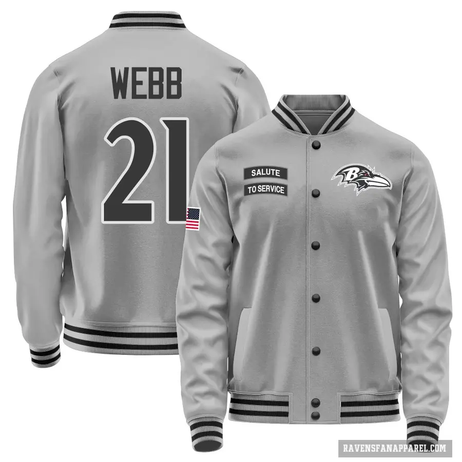 Youth ＃21 Lardarius Webb Baltimore Ravens Gray Salute to Service Performance Jacket