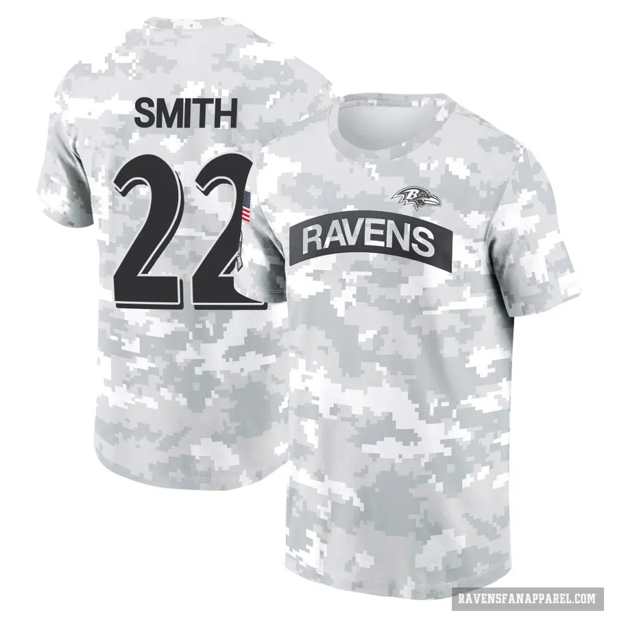 Youth ＃22 Jimmy Smith Baltimore Ravens Camo Arctic 2024 Salute to Service Performance T-Shirt