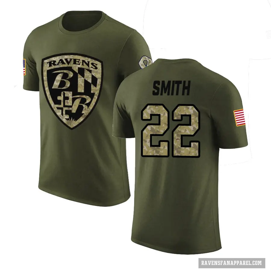 Youth ＃22 Jimmy Smith Baltimore Ravens Olive Salute to Service T-Shirt