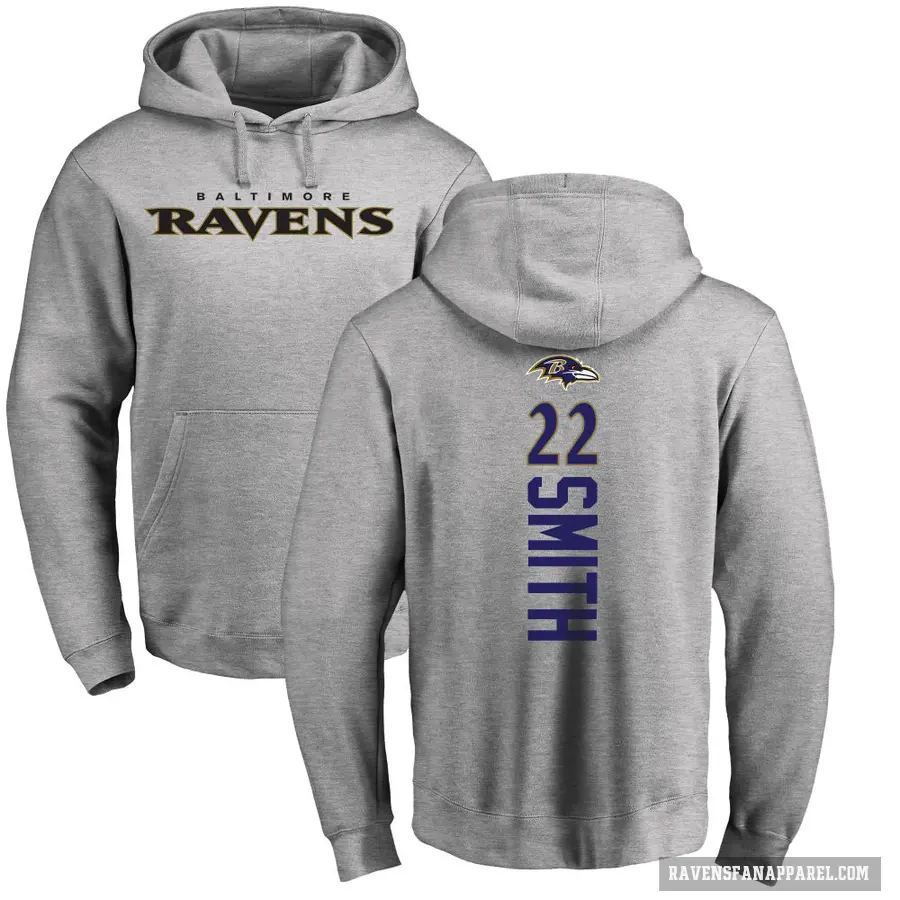 Youth ＃22 Jimmy Smith Baltimore Ravens Pro Line Ash Backer Pullover Hoodie