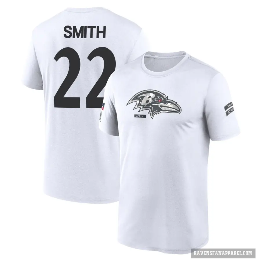 Youth ＃22 Jimmy Smith Baltimore Ravens White 2024 Salute to Service Performance T-Shirt