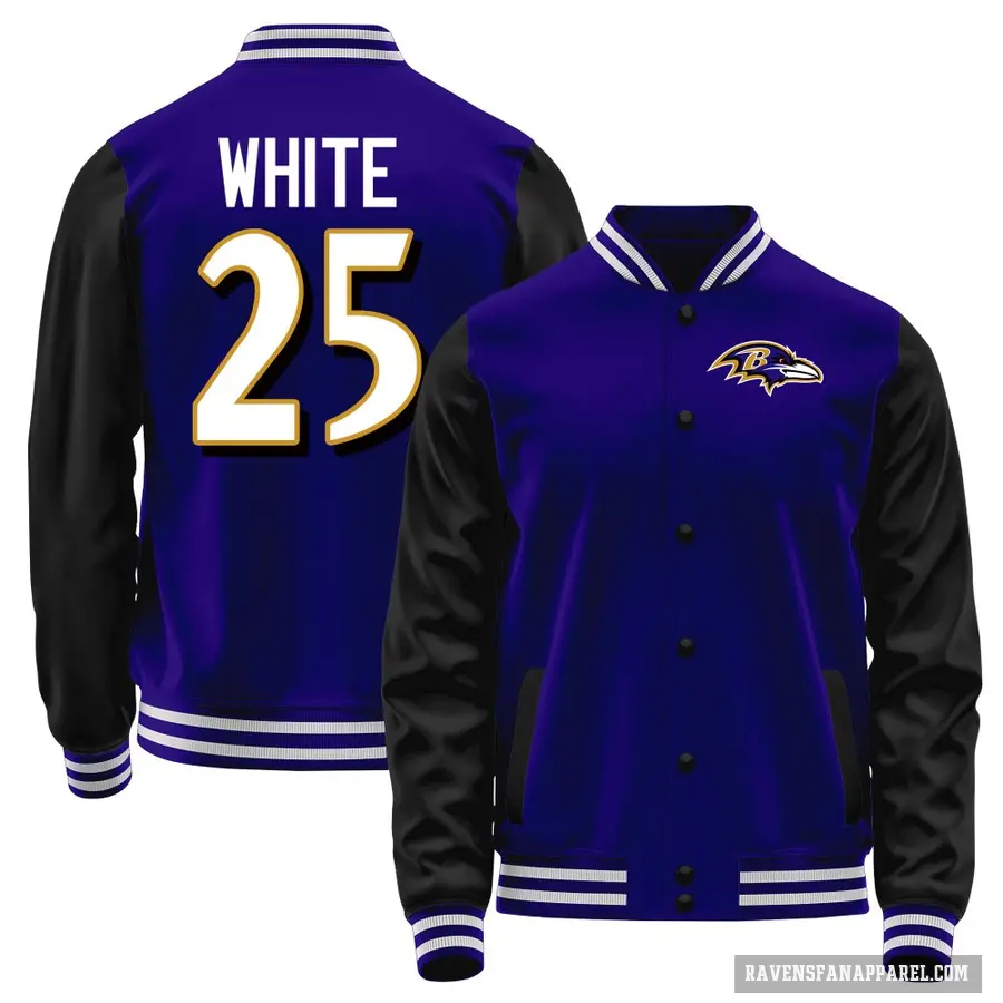 Youth ＃25 Tre'Davious White Baltimore Ravens Purple/Black Full-Snap Name & Number Jacket