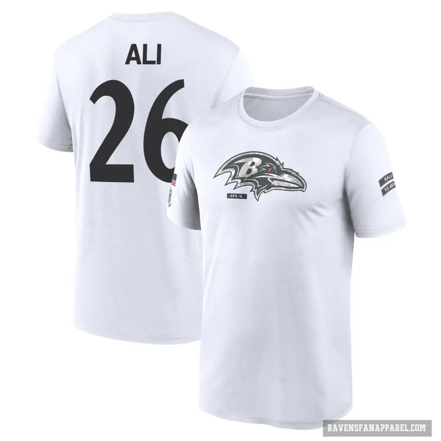 Youth ＃26 Rasheen Ali Baltimore Ravens White 2024 Salute to Service Performance T-Shirt