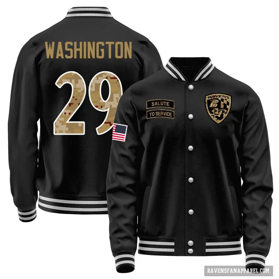 Youth ＃29 Ar'Darius Washington Baltimore Ravens Black Salute to Service Sideline Performance Jacket