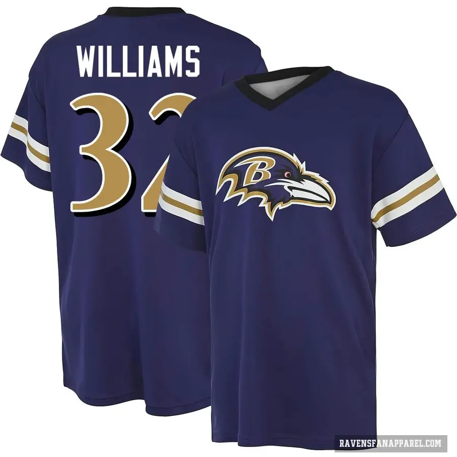 Youth ＃32 Marcus Williams Baltimore Ravens Purple Game Day V-Neck T-Shirt