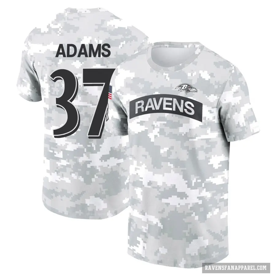 Youth ＃37 Andrew Adams Baltimore Ravens Camo Arctic 2024 Salute to Service Performance T-Shirt