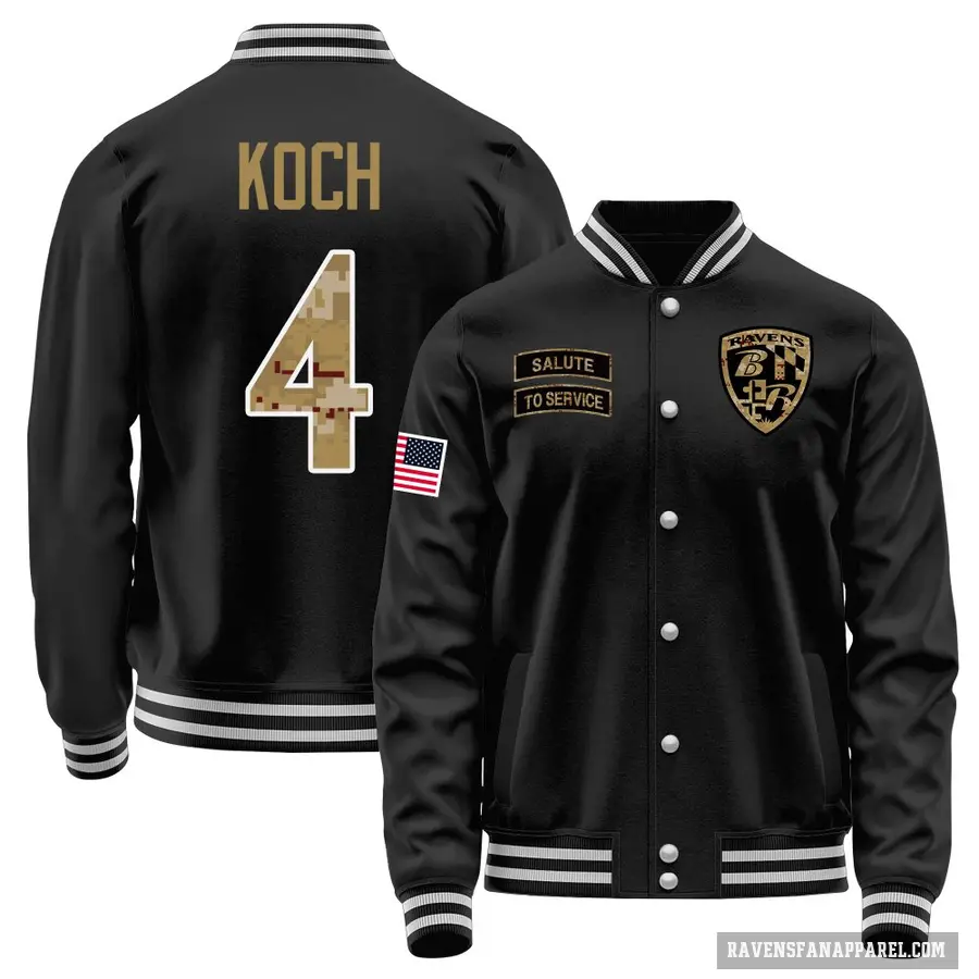 Youth ＃4 Sam Koch Baltimore Ravens Black Salute to Service Sideline Performance Jacket